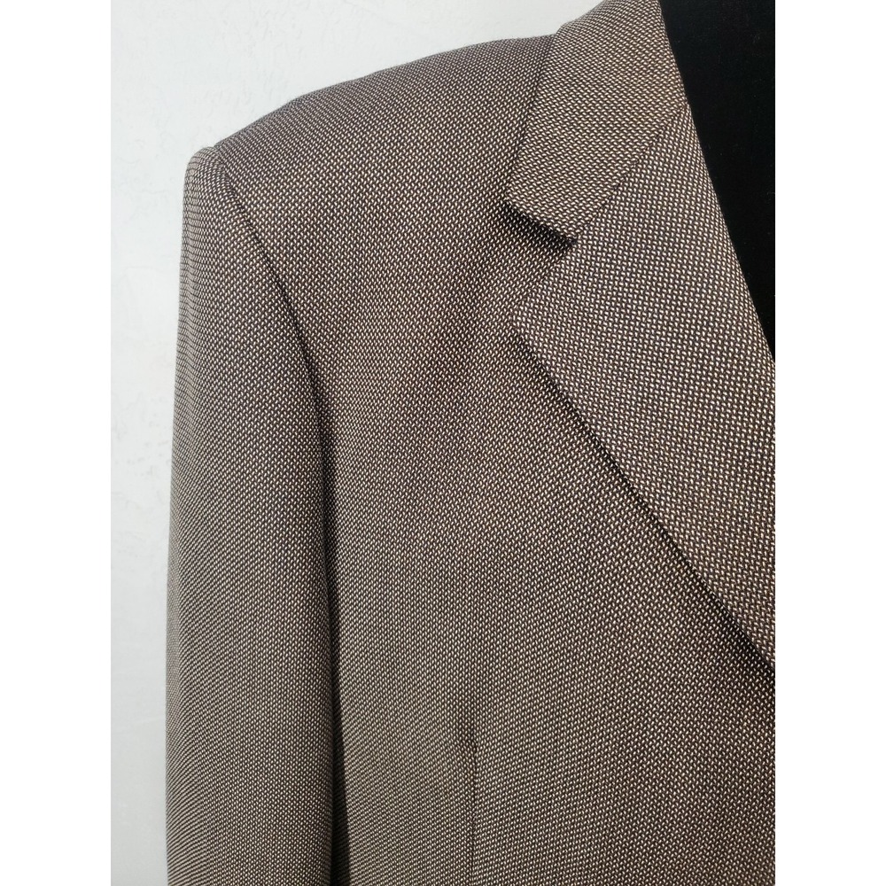 Pronto Uomo Brown Wool Silk Micro Pattern Blazer Sport Coat Jacket Mens 46R - Picture 2 of 7